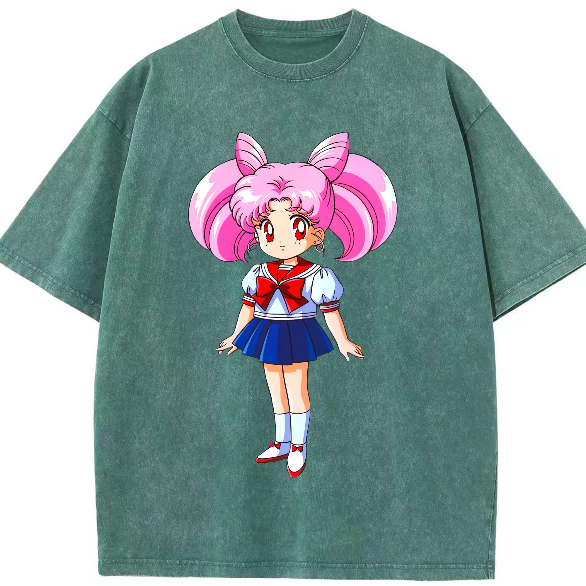 （画像用） 美少女戦士セーラームーン ちびうさ Sailor Moon Chibiusa Tsukino Usagi Small Lady Serenity 綿100% ヴィンテージ風 半袖Tシャツ（フロントプリント）